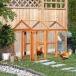 Pawhut Large Wooden Chicken Run - Wooden Chicken Coop - Pet Playpen With Combinable Design Orange - Image 2