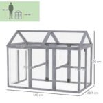 PawHut Chicken Run, Wooden Chicken Coop w/ Combinable Design - Grey - Image 4